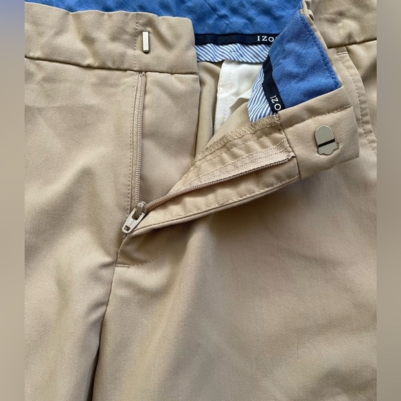 Izod Khaki Belted Uniform Casual Boys Dress Pants 14 Husky - Picture 3 of 9